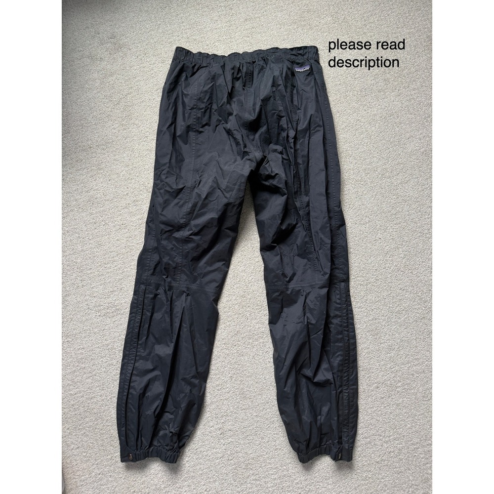 Patagonia Gorpcore Rain Pants Size L Black Ripstop Shell